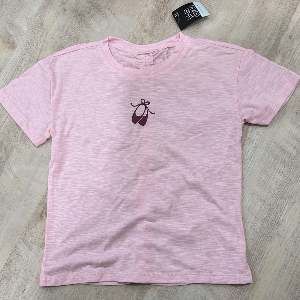Okie Dokie Light Pink Tee with Ballet Shoe Graphic